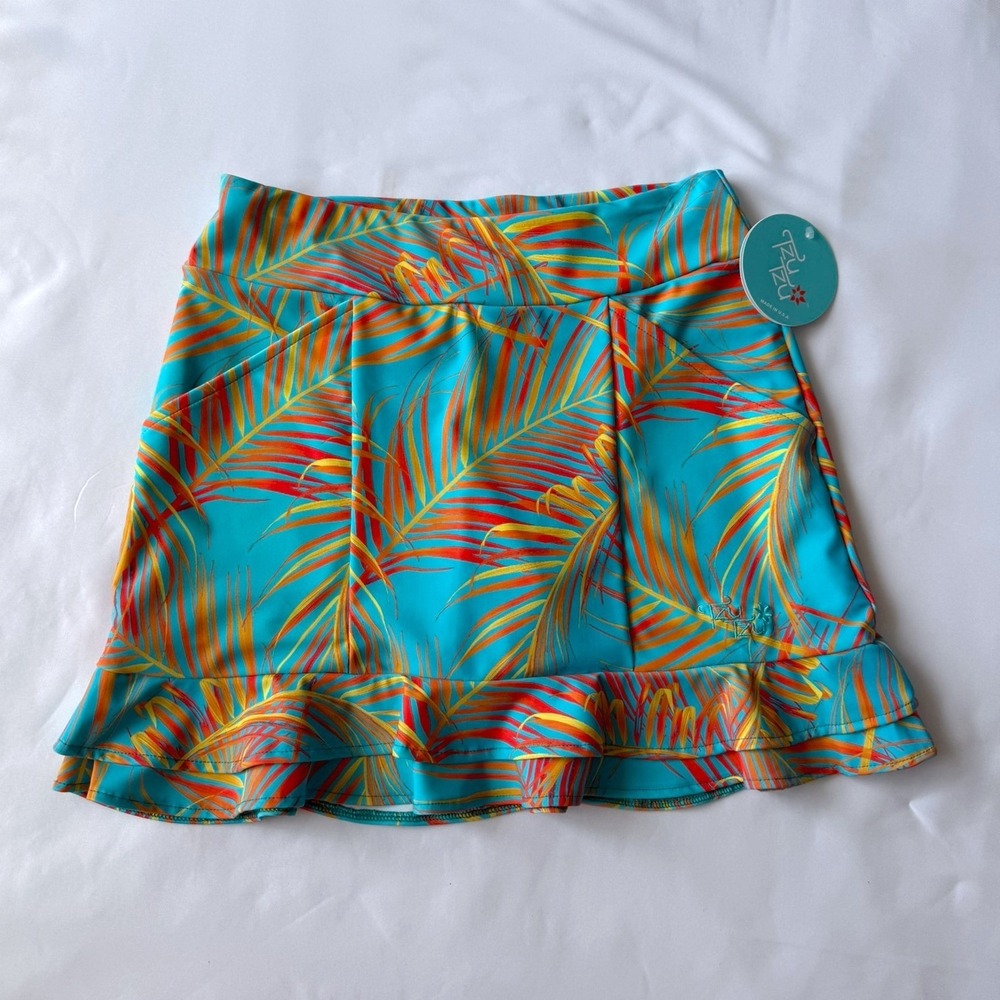 Tzu Tzu Cabana Girl Stella Skort Women S Tropical Palm Ruffle Athletic Golf New